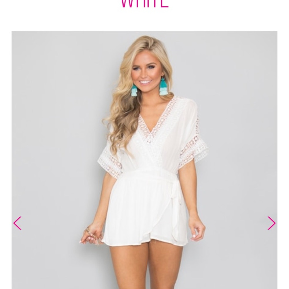 White Romper - Pink Lily “Where My Heart Is” NWT